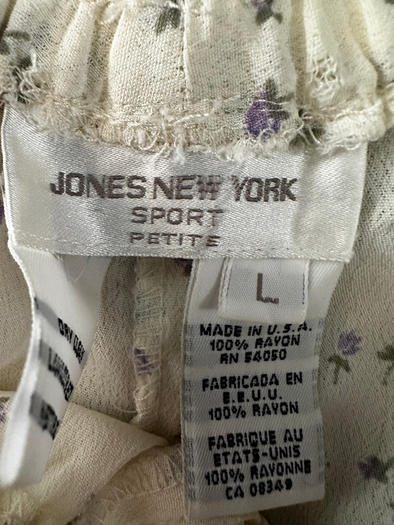 vintage cream and purple flower drawstring casual… - image 2