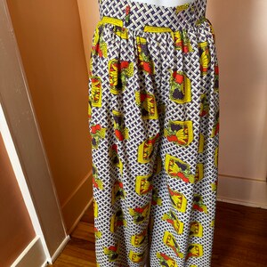 vintage 1970s fruit basket multi color palazzo wide print pants size S zdjęcie 6