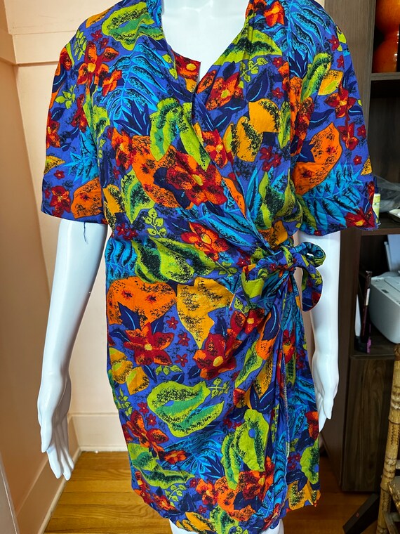vintage 1990s tropical tie waist skort dress wome… - image 3