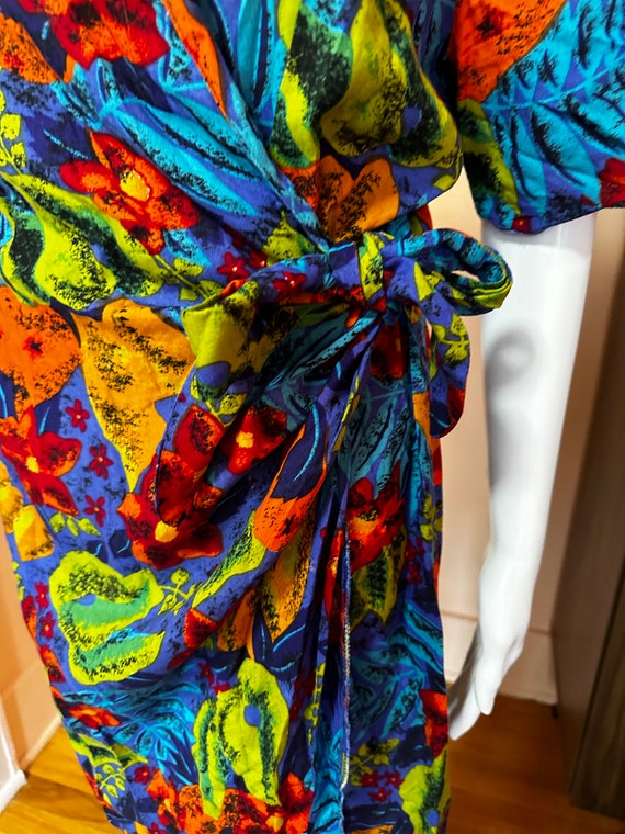 vintage 1990s tropical tie waist skort dress wome… - image 4