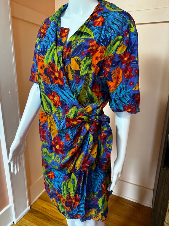 vintage 1990s tropical tie waist skort dress wome… - image 6