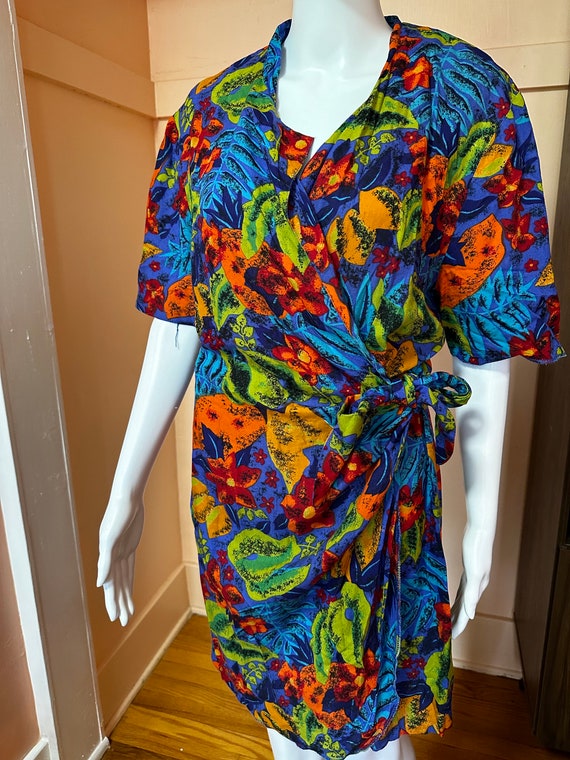 vintage 1990s tropical tie waist skort dress wome… - image 2
