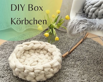 DIY Box Körbchen, Fingerstricken, Merinowolle