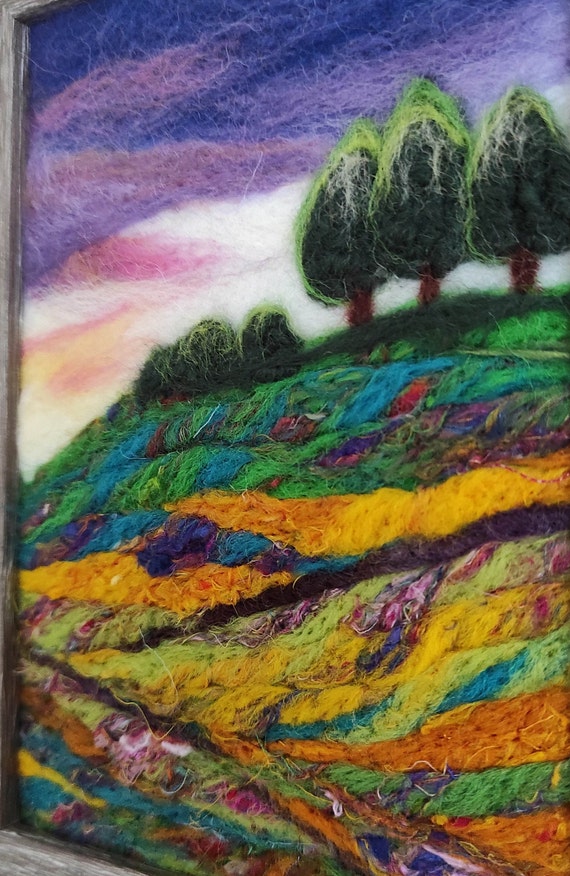 Wool needle felted.English landscape.Bright picture.Best gift.Decor home