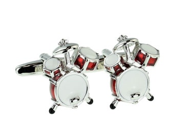 Mens Drum Kit Music Cufflinks Birthday Gift