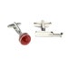 Cricket Bat & Red Cricket Ball Sport Mixed Pair of Cufflinks with Personalised Engraved Chrome Case 