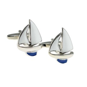 Spanish Galleon Cufflinks with Personalised Engraved Chrome Case