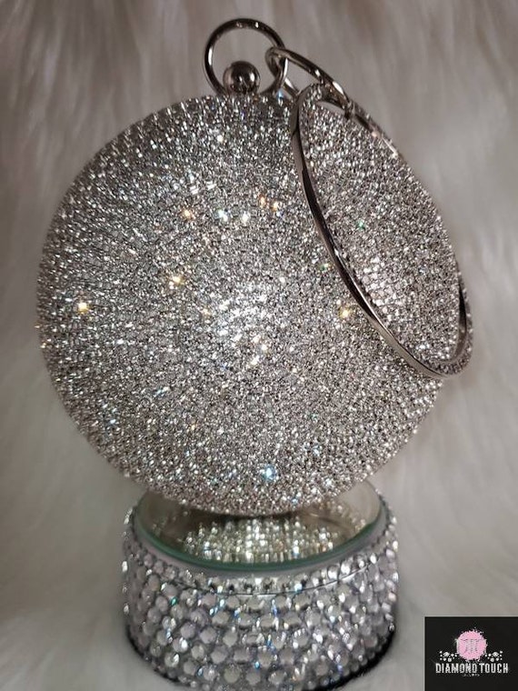 Handle Rhinestones Evening Clutch Bag silver Shiny Crystal Dinner Part in  2023