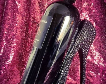 Rhinestone High Heel Wine Bottle Holder – Glam Bar Decor