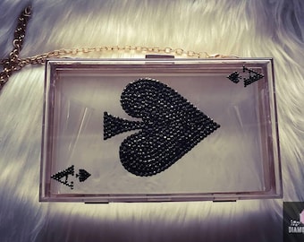 Bling Ace of Spades Rhinestone Purse - Elegant Crystal Evening Bag - Luxury Rhinestone Purse - Bling Vegas Party Bag - Poker Party Purse