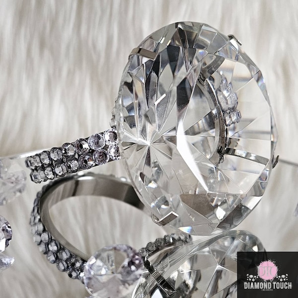 Diamond Ring Bling Decor - Glam Home Decor - Vanity Glam Decor - Sparkly Bridal Shower Decor - Boudoir Photo Prop - Engagement Party Decor