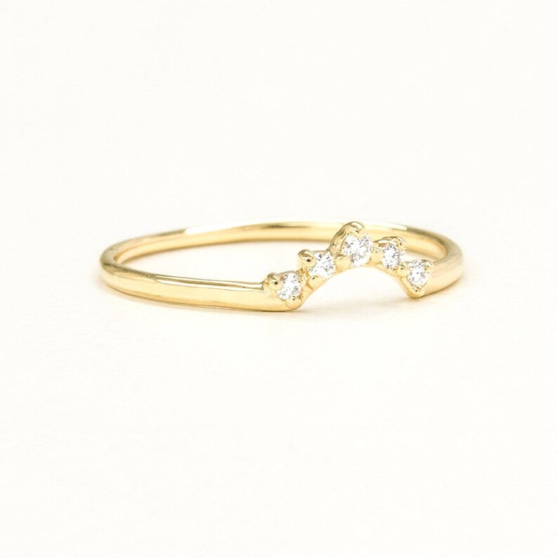 Vintage Ring 925 Starling Silver Gold Filled Ring Cubic Zirconia Curved Wedding Band Ring Matching Bands Mother/'s Day Gift Ring