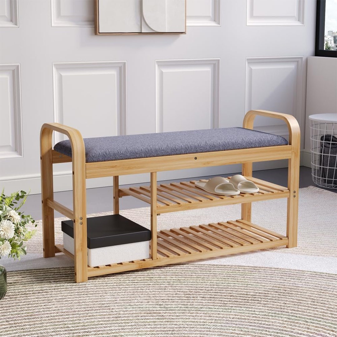 Shoe Rack Wit Seating Wooden 2 Tier Shoe Rack With Seat 90L X 33W X 50hcm Shoe Racks Storage ...