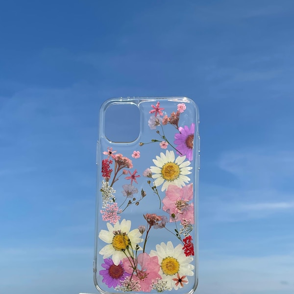 Pressed Flowers Case for iPhone 15 14 13 12 11 Pro Mini Pro Max, iPhone X XR XS Max 7 8