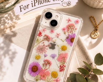 Real Pressed Flowers iPhone Case: Handmade Floral Design
