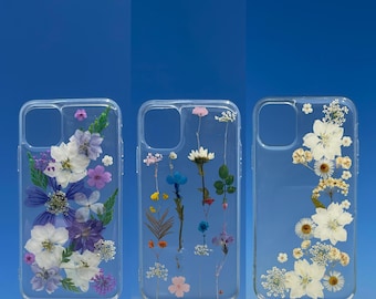 Pressed Flowers Phone Case for iPhone 13 Pro Mini, iPhone 12 Mini Pro Max, iPhone X XR XS iPhone 11 Pro & Samsung S20