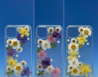 Pressed Flowers Phone Case for iPhone X XR iPhone 11 iPhone 12 iPhone 12 Pro Mini Pro Max  & Samsung S20 Plus FE