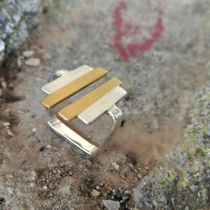 jewelry, handmade, ring, silver, art, square