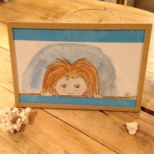 Illustration Petite Fille à L'aquarelle Encadrée