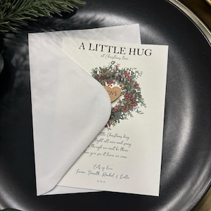 A Little Hug At Christmas Time, Personalised Gift, Pocket Hug Token, Hug Poem Card, Keepsake gift, Thinking Of You, Christmas Pocket hug