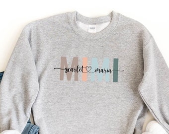 Custom Mimi Sweatshirt, Mimi Sweatshirt With Names, Personalized Grandma Sweater, Mother's Day Sweat, Mimi With Children Names Sweatshirt