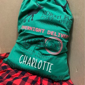 Jumbo Santa Bag, Custom Santa Sack, Christmas Bag, North Pole Express Santa Delivery Sack, Santa Claus Bag, Christmas Gift Bag For Kids
