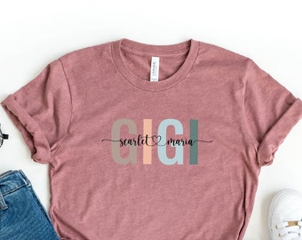 Custom Gigi Shirt, Gigi Shirt With Names, Personalized Gigi T-shirt, Mother's Day Shirt, Grandma With Children Names Tee, Custom Gigi Shirt