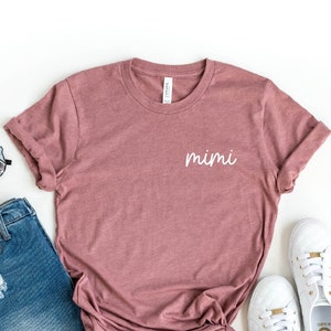 Chemise Mimi, T-shirt Mimi sur la poitrine, Chemise grand-mère, Fête des mères, Chemise Mimi-life, Faire-part de grossesse, Nouvelle chemise Mimi, T-shirt grand-mère