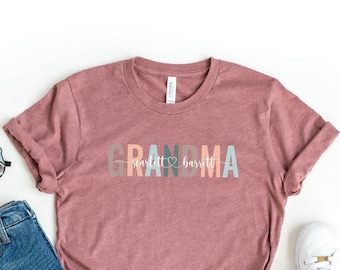 Custom Grandma Shirt, Grandma Shirt With Names, Personalized Nana T-shirt, Mother's Day Shirt, Mimi With Children Names Tee, Custom Grandma