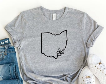 Ohio State Shirt, Ohio State Map Shirt, Ohio Travel Gifts, Ohio Home Tee, Home State T-shirt, Ohio Map Silhouette Tee, Ohio State Sweatshirt