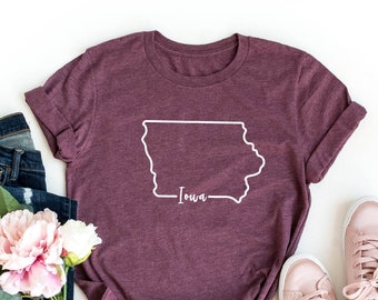 Iowa Shirt, Iowa Home Tee, Home State T-shirt, Iowa Map Silhouette Tee, The Hawkeye State Sweatshirt, Iowa State Shirt, Iowa Travel Gifts