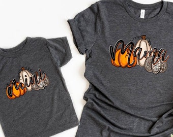 Fall Mama and Me Shirts, Mama T-shirt, Mama Pumpkin Shirt, Mini Shirt Thanksgiving, Fall Tee, Matching Thanksgiving Outfits, Mama and Mini