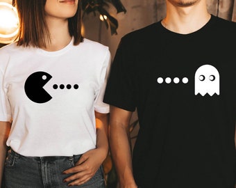 Packman Shirts, Matching Couple T-shirts, Valentines Day T-shirts, Funny Couple Shirts, Couple Outfit, His and Hers, Valentines Day Gift