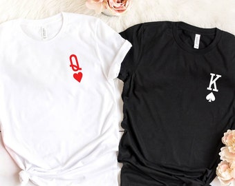 King and Queen Shirt, Couple Shirts, Valentines Day T-shirts, King of Spades and Queen of Hearts Shirt, Couple Outfit, His and Hers