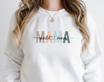 Custom Mama Sweatshirt, Mom Sweatshirt With Names, Personalized Mama Sweater, Mother's Day Sweat, Mama With Children Names Sweatshirt