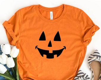 Halloween Pumpkin Face, Shirt, Funny Halloween Shirt, Women Halloween Tee, Halloween Gift, Jack O Lantern Shirt, Cute Pumpkin Shirt, Pumpkin
