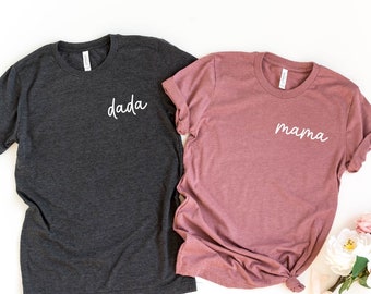 Mama Shirt, Dada Shirt, Mom-life Shirt, Shirt for Mom, Mothers Day Gift, Mama Pocket Shirt, Dada Pocket T, Cool Mom Shirt, Father's Day Tee