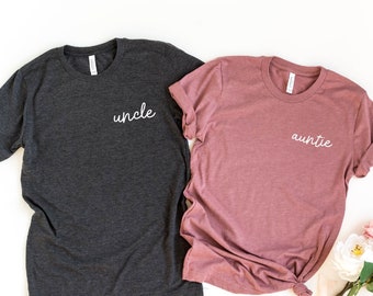 Auntie and Uncle Shirts, Uncle Shirt, Aunt Pocket Shirt, Pregnancy Announcement Shirt, Aunt Life, Mother's Day Tee, Father's Day, Uncle Gift