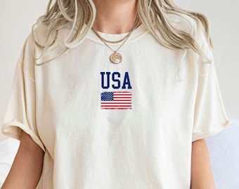 Comfort Colors US Flag T-Shirt, 4th of July USA Flag Shirt, Usa Shirt, Patriotic Shirt, Gift for 4th of July, US Flag Tee, Independence Day