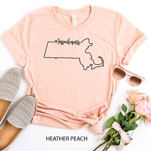 Shirt Massachusetts, T-shirt Massachusetts thuis, T-shirt Home State, Sweatshirt kaart silhouet Massachusetts, reiscadeaus Massachusetts