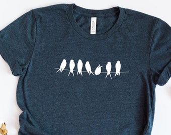 Birds Shirt, Birds on a Wire, Nature Shirt, Animal Shirt, Christmas Gift for Family, Cute Animal Shirt, Graphic Animal Tee, Animal Lover Tee