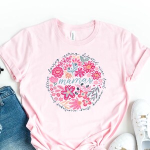 Boho Floral Mama T-Shirt, Mother&#39;s Day Gift, Cute Mom Shirt, Mama Shirt, Gift for Mom, Floral Mother Shirt, Floral Mom Tee, Mom Life Gift