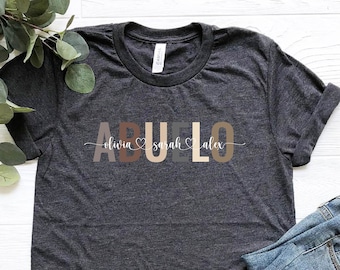 Camiseta personalizada para abuelo, camiseta para abuelo con nombres, camiseta personalizada para abuelo, camiseta para el Día del Padre, abuelo con nombres de niños, regalo para abuelo