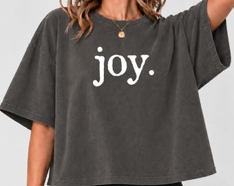 Joy Comfort Colors® Crop Top Boxy Tee, Shirt, Christmas Joy Tee, Gift for Christmas, Holiday T-Shirt