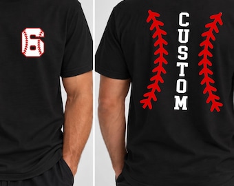 Baseball T-Shirt, Game Day Baseball Dad Mom Shirt, Custom Name Number Tee, Baseball Jersey Tee, Personalized Senior Night Baseball Outfit