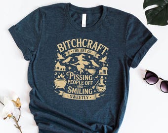 Bitchcraft T-Shirt, Funny Halloween Witch Shirt, Sarcastic Halloween Tee, Witchy Graphic Shirt