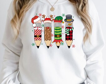 Christmas Teacher Pencils Shirt, Christmas Teacher Sweatshirt, Cute Teacher T-Shirt, Festive Teacher Sweater, Christmas Teacher Gift
