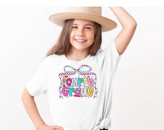 Custom Grade Shirt, Coquette Bow Grade T-Shirt, Girls Back to School Tee, Back to School Outfit, Classroom Wear, Gift to new Grade Shirt