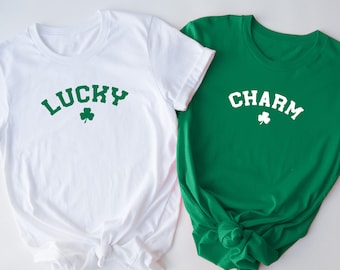 Lucky Shirt, Charm T-shirt, St Patty's Lucky Women Shirt, Patty's Day Shirts, Lucky Shamrock Shirt, Irish Shirt, Couple Shamrock T-shirt