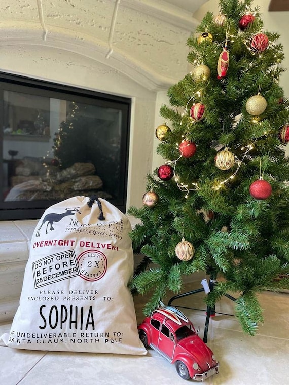 Jumbo Santa Bag, Custom Santa Sack, Christmas Bag, North Pole Express Santa Delivery Sack, Santa Claus Bag, Christmas Gift Bag For Kids